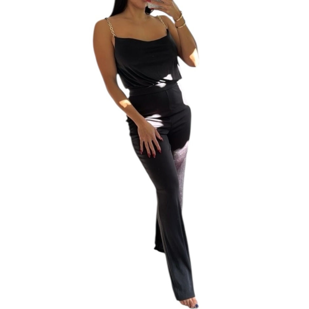 Jason Wu Emmett Black Cowl Neck Jumpsuit Size M Jewel Straps Dressy - Picture 13 of 13